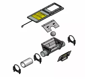 Розвантажувач на одну кормолінію, наскрізний, для труби ø75 мм Розвантажувач на одну кормолінію, наскрізний, для труби ø75 мм